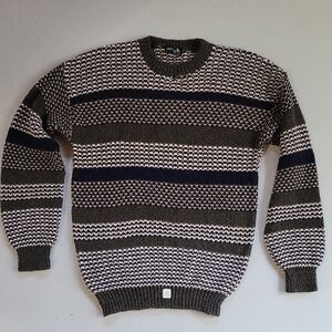 Men's Striped Sweater - Green and Navy